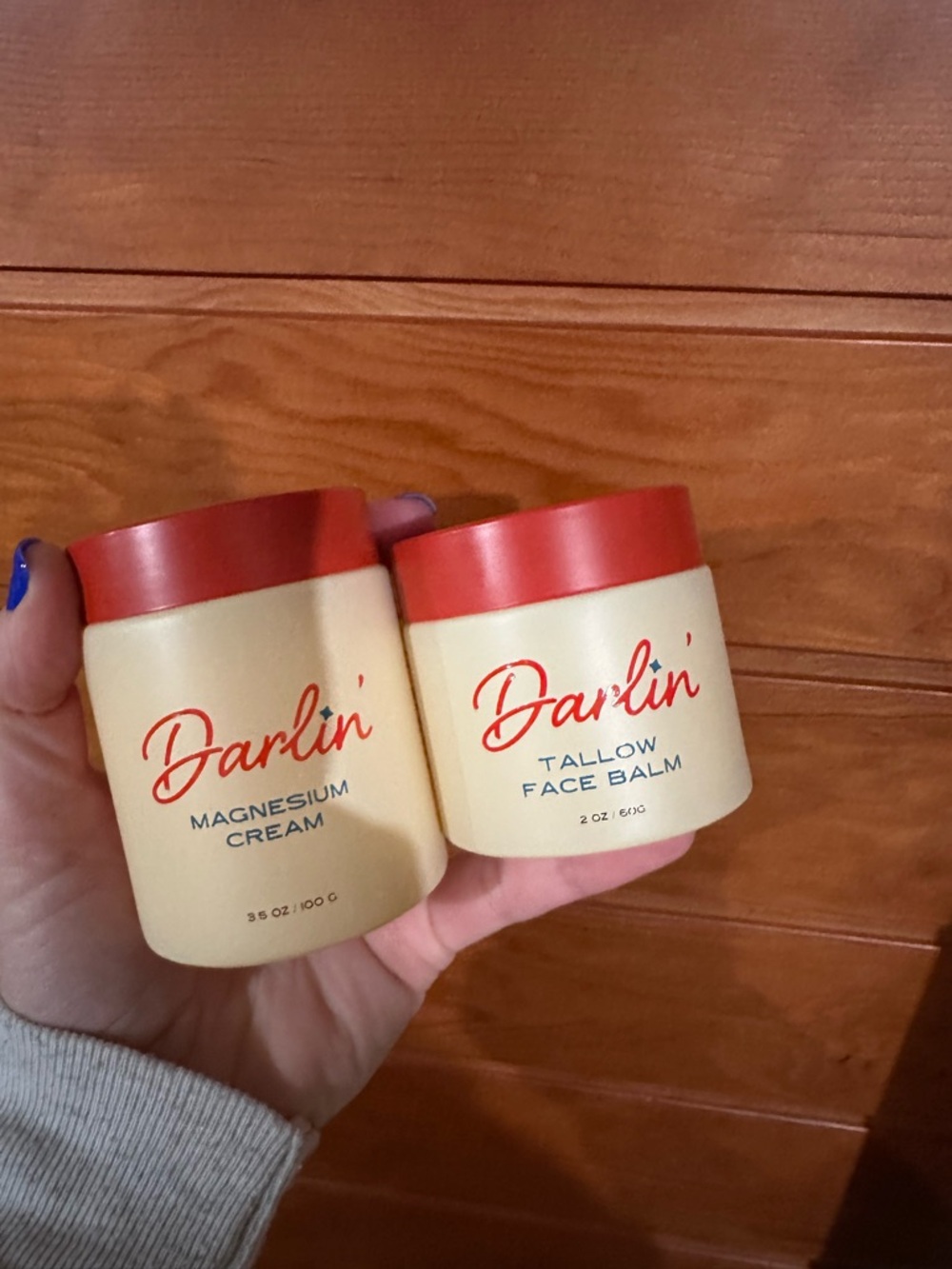 Darlin duo - Darlin' Magnesium Cream & Tallow Face Balm - Cream and Red Jars